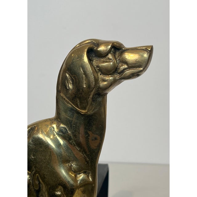 Bronze Pair of chiseled bronze andirons representing dogs For Sale - Image 8 of 12