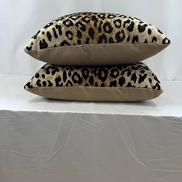 2020s Animal Print Velvet 22”x22” Feather/Down Pillows -a Pair For Sale - Image 5 of 5