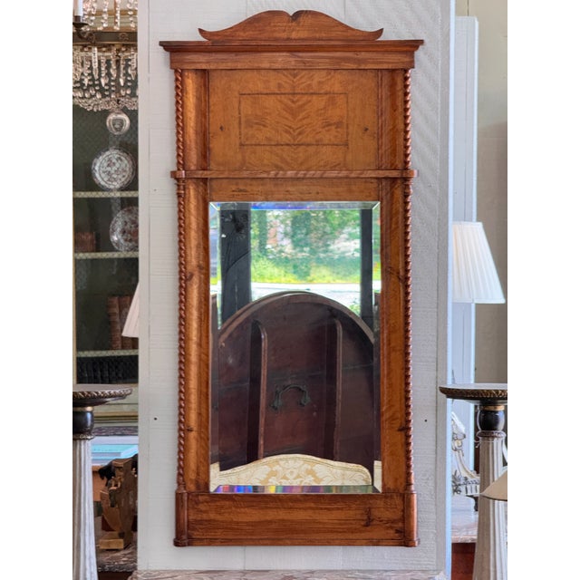 19th Century Biedermeier Birch Mirror With Rope-Twist Columns For Sale - Image 4 of 7