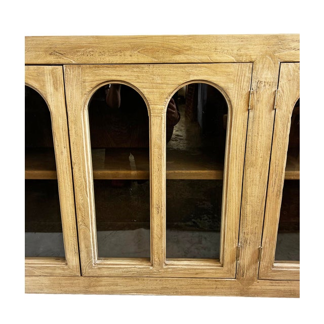 Blond Elm Arch Window Sideboard Credenza For Sale In Los Angeles - Image 6 of 8