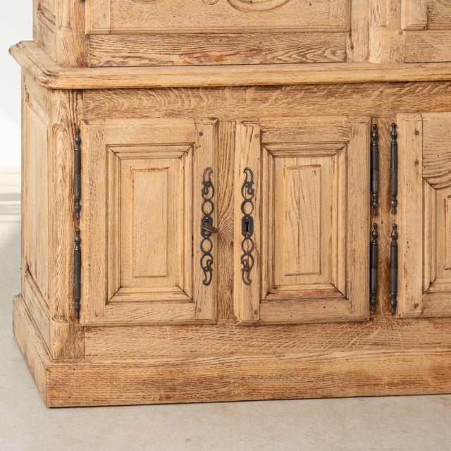 20th Century Bleached Oak Large French Bookcase Display Cabinet For Sale - Image 11 of 15