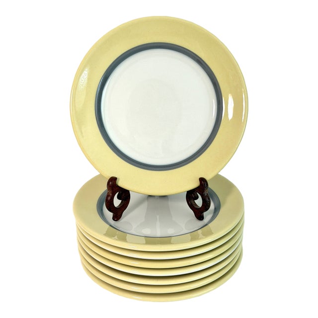 Mid-Century Sterling China Straw Yellow Salad Plates - Set of 8 For Sale