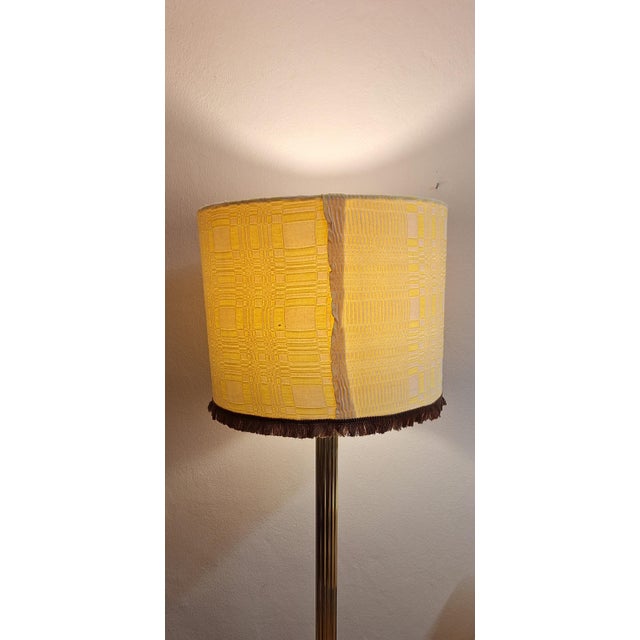 Metal Vintage Floor Lamp with Brass Base and Handmade Fabric Shade from Lamplove, 1970s For Sale - Image 7 of 10
