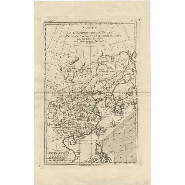Antique East Asia Map by Bonne, 1780 For Sale - Image 3 of 10