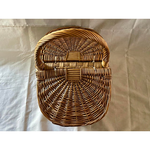 Vintage Wicker Picnic Basket For Sale - Image 9 of 12