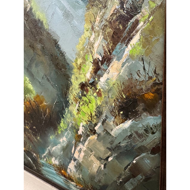 Textile Mary Zeller Mountain Stream Impressionist Painting, Signed For Sale - Image 7 of 12