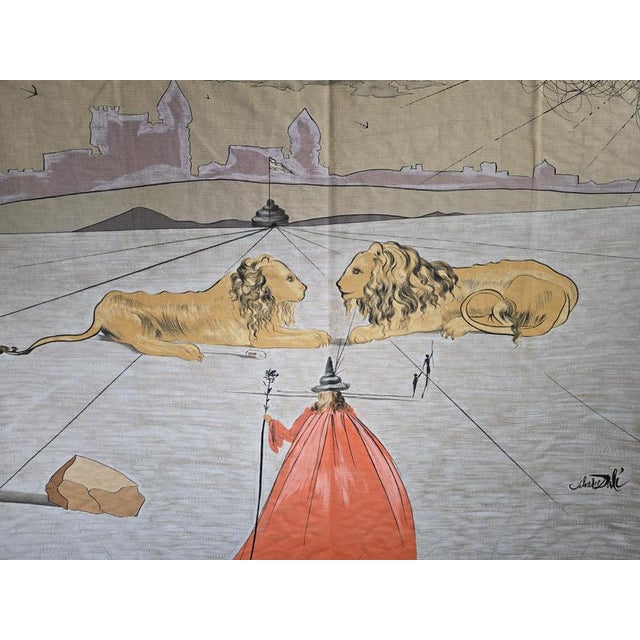 An impressive large-scale textile work by Salvador Dalí (1904–1989), featuring a characteristically enigmatic Surrealist...