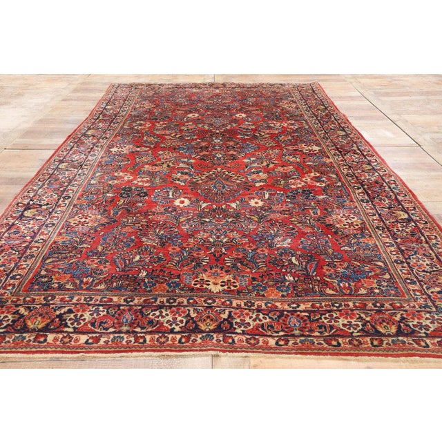 Red Antique Persian Sarouk Rug - 06'02 X 11'07 For Sale - Image 8 of 9
