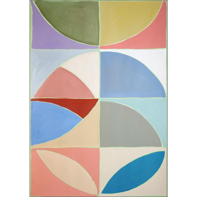Paper 2026, Color Field Bauhaus Triptych of Modernist Floral Axis, Modern Painting on Watercolor Paper by Natalia Roman For Sale - Image 7 of 11