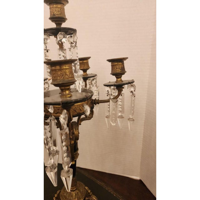 French Pair of 19th Century French Napoleon Bronze Candelabra For Sale - Image 3 of 12