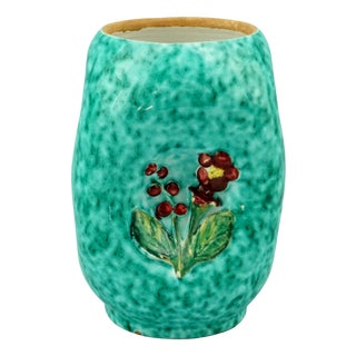 Art Deco Majolica Vase with Bas-Relief Flowers by Ugo Zaccagnini, Italy, 1930s For Sale
