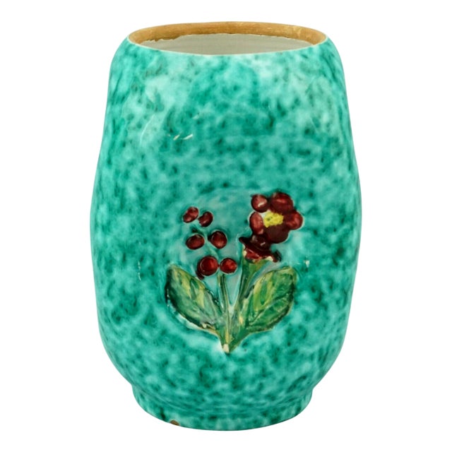 Art Deco Majolica Vase with Bas-Relief Flowers by Ugo Zaccagnini, Italy, 1930s For Sale