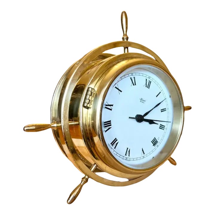1990s Vintage Brass Hermle Ship’s Bell Clock, German Nautical Maritime