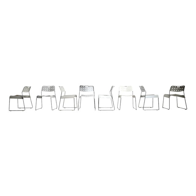 Omstak White Stackable Chairs by Rodney Kinsman for Bieffeplast, 1972, Set of 8 For Sale