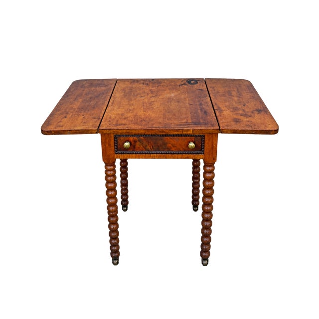 Mid 19th Century Antique Sheraton-Style Drop Leaf Side Table For Sale - Image 5 of 6
