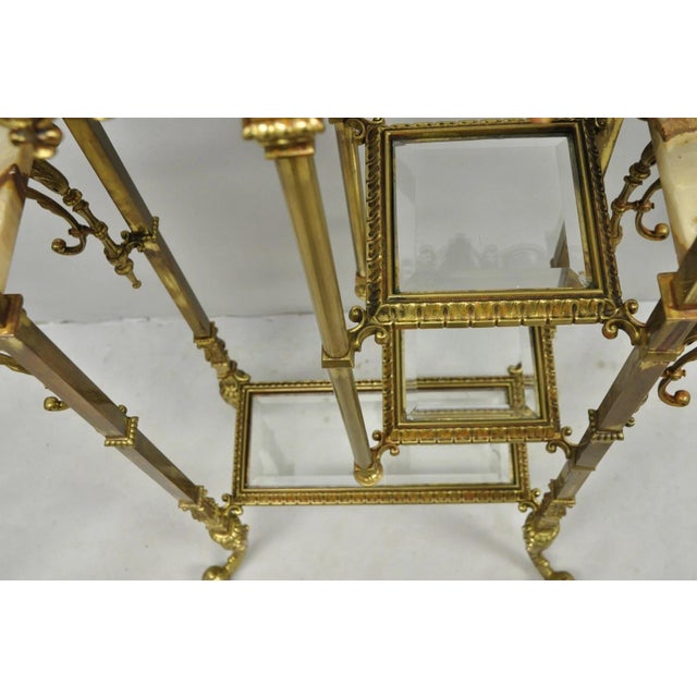 Antique Victorian Brass & Onyx Ornate Tiered Etagere Curio Display Stand Shelf For Sale - Image 12 of 18