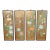 Vintage 1940s Oriental Asian Coromandel Chinoiserie Gold Four Panel Screen with Floral Bird For Sale