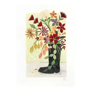 Sunshine Bouquet - Collage Floral Whimsical Still Life Original Artwork by Maria C Bernhardsson