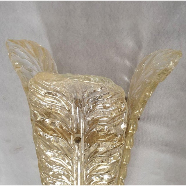 1970s Mid-Century Modern Leaf Murano Glass Sconces - a Pair For Sale - Image 10 of 11