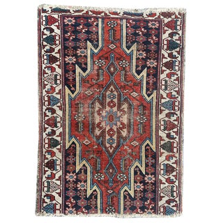 Vintage Distressed Mazlaghan Rug, 1950s For Sale