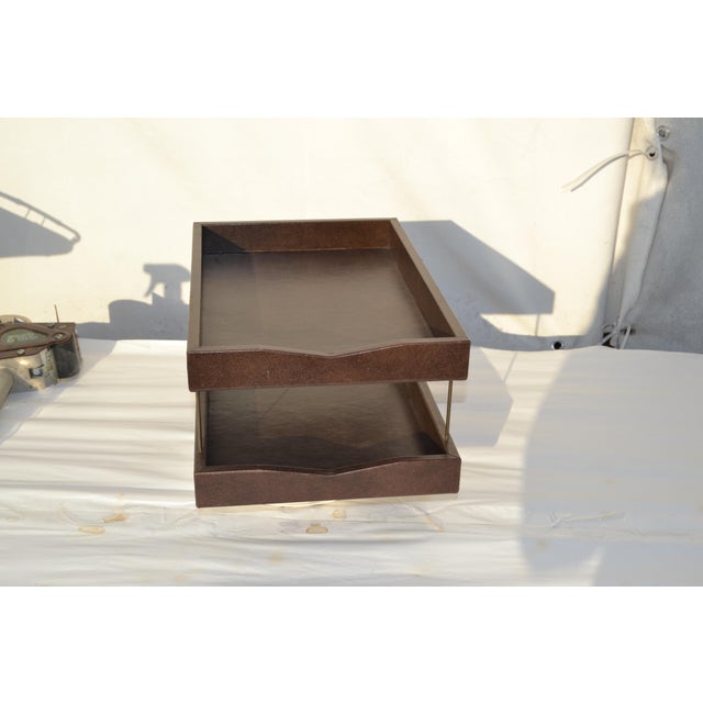 Mid-Century Modern 1970s Faux Goat Skin Vinyl Desk Organizer For Sale - Image 3 of 9