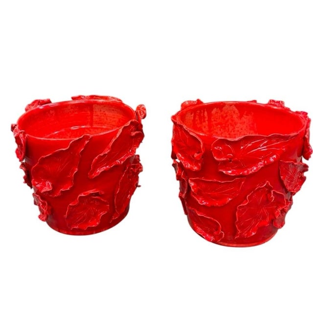 Infuse your space with bold Italian craftsmanship with this stunning pair of vintage ceramic vases, handcrafted in Italy....