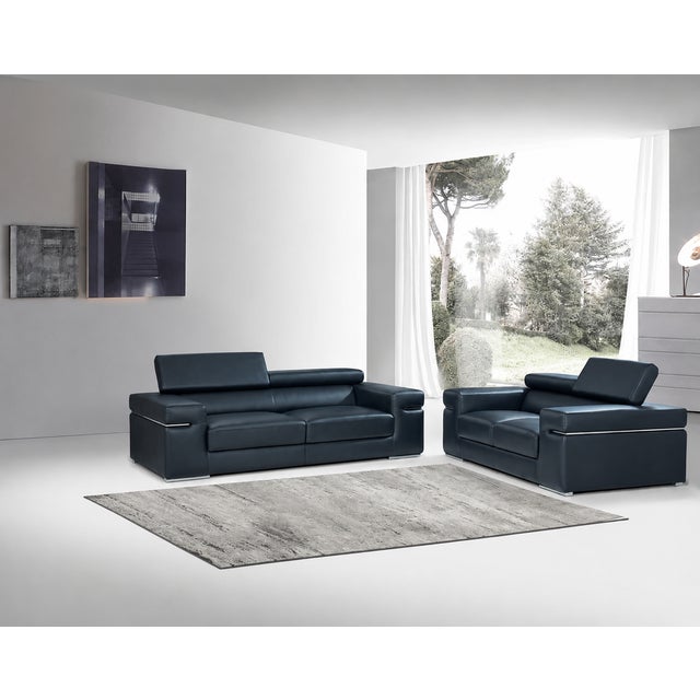 Metal Casa Milano Soho Black 2-Piece Leather Match Living Room Set For Sale - Image 7 of 7