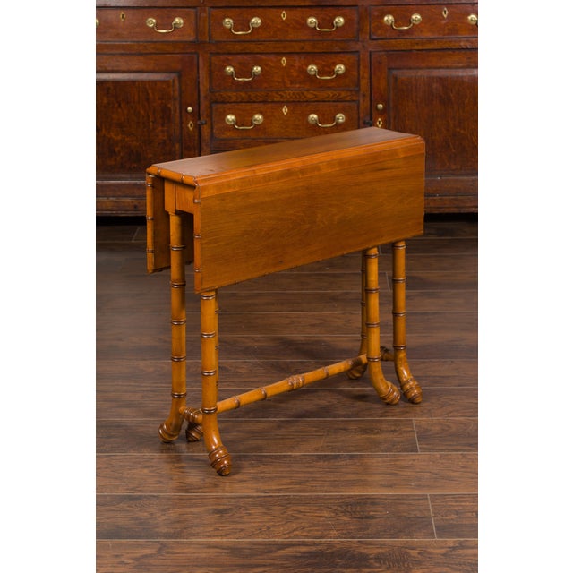 Early 20th Century English Walnut Drop-Leaf Table with Faux-Bamboo Base, circa 1900 For Sale - Image 5 of 12