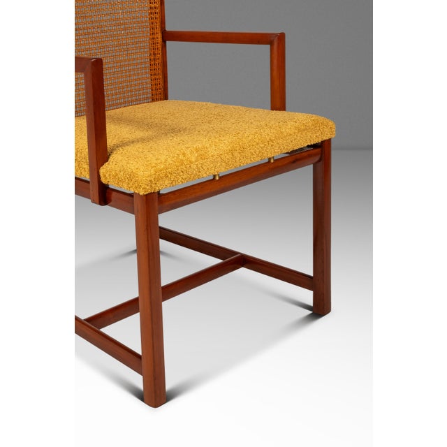 Rare Pair of Mid-Century Modern Cane-Backed Armchairs in Walnut & Bouclé Attributed to Michael Taylor for Baker (New World Collection), Usa, C. 1960s For Sale - Image 14 of 18