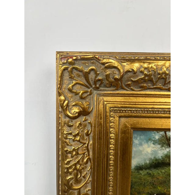 English Sporting Style Oil Painting, Huntsman & Hounds, Ornate Gilt Frame 1980's For Sale - Image 11 of 14