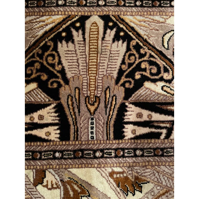 1970s Vintage Pakistani Art Deco Geometric Medallion Hand-Knotted Wool Rug c.1970s 9’4” X 6’2” For Sale - Image 5 of 12