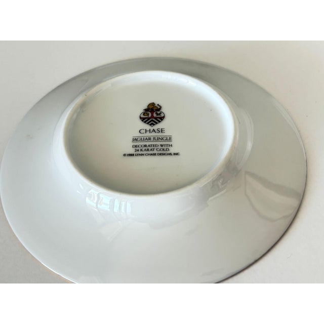 Lynn Chase Designs Jaguar Jungle Saucer Dish Black Border and 24k Gold Rim For Sale - Image 4 of 6