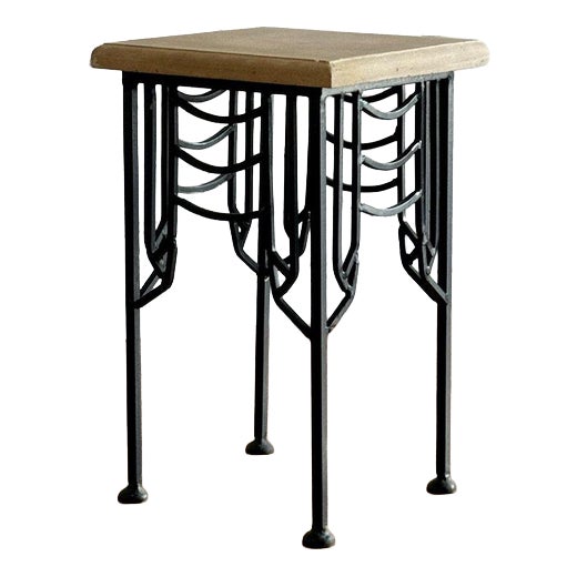 Side Table in Iron and Stone For Sale