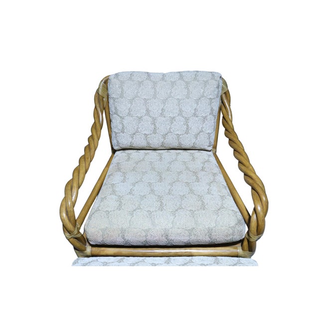 McGuire Vintage Pair of Organic Modern McGuire Twisted Bamboo Reclining Arm Chairs With Ottomans For Sale - Image 4 of 13