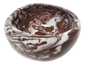 White and Red Nerikomi Pinch Pot Handbuilt by Fizzy Ceramics