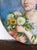 Blue Oval Portrait of a Young Girl with Flowers, 1800s, Pastel Artwork For Sale - Image 8 of 18