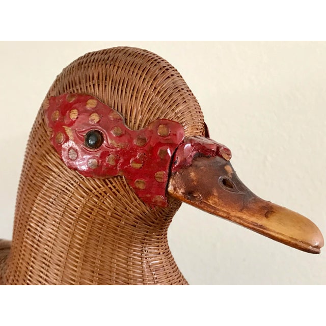 Boho Chic Mid-Century Shanghai Collection Wicker Duck For Sale - Image 3 of 13