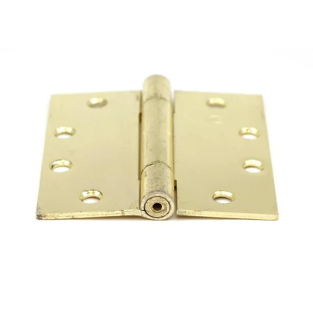 Steel butt door hinge with flat tips, three knuckles, and a polished bass finish. Made by Ives. Priced each. The exact...