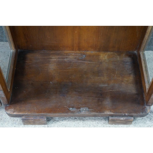 Antique Art Deco Mahogany Curio Cabinet Bookcase Console 42" For Sale - Image 18 of 18