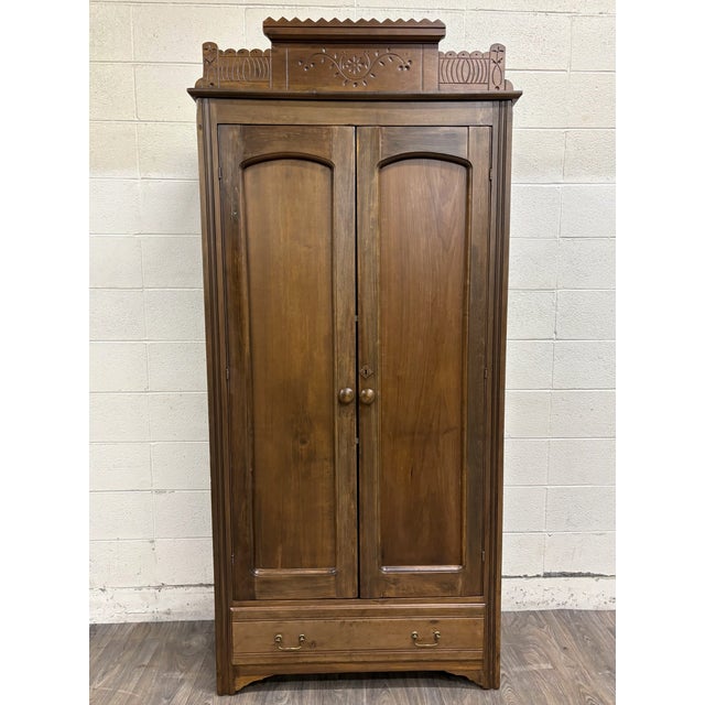 Late 19th Century Antique Victorian Eastlake Aesthetic Movement Wardrobe Armoire Hall Cupboard For Sale - Image 5 of 15