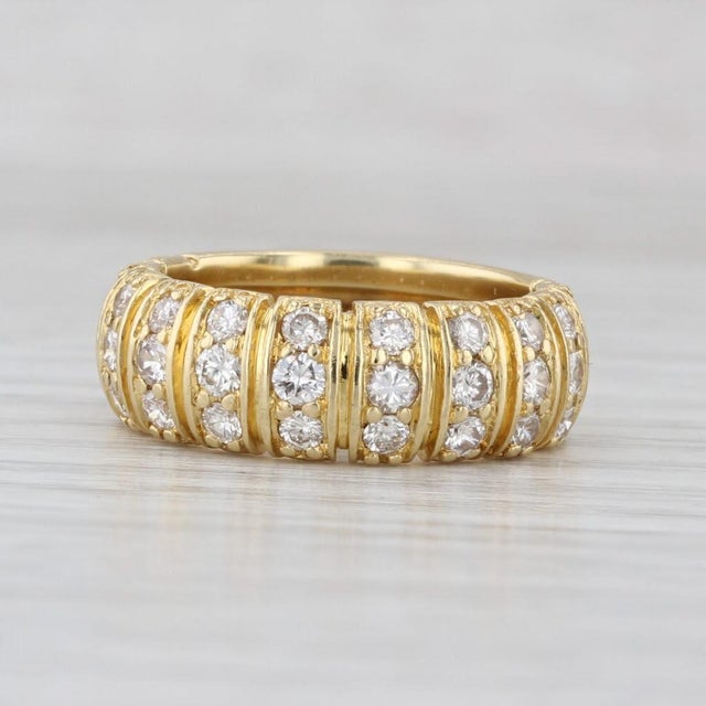 Modern 1ctw Diamond Ring 18k Yellow Gold Size 5.75 Anniversary Wedding Band For Sale - Image 3 of 8
