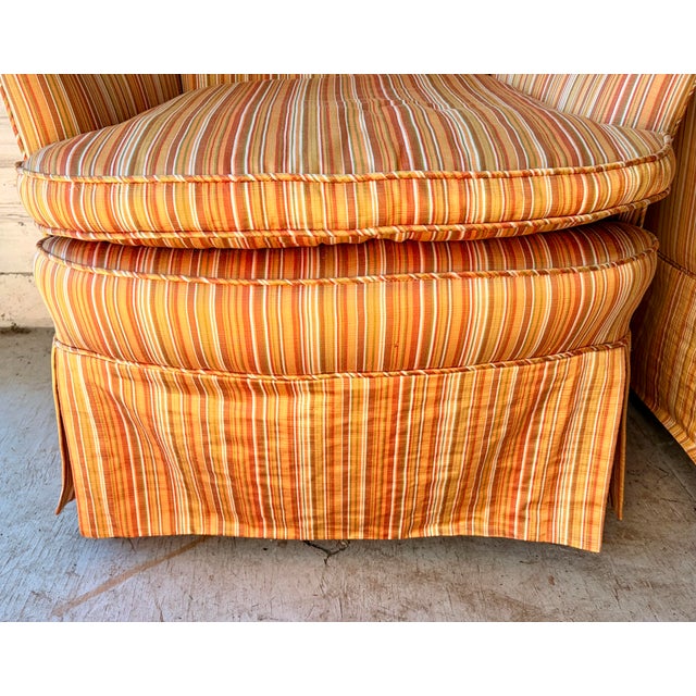 Textile Vintage Mid Century Modern Stripe Arm Chairs For Sale - Image 7 of 9