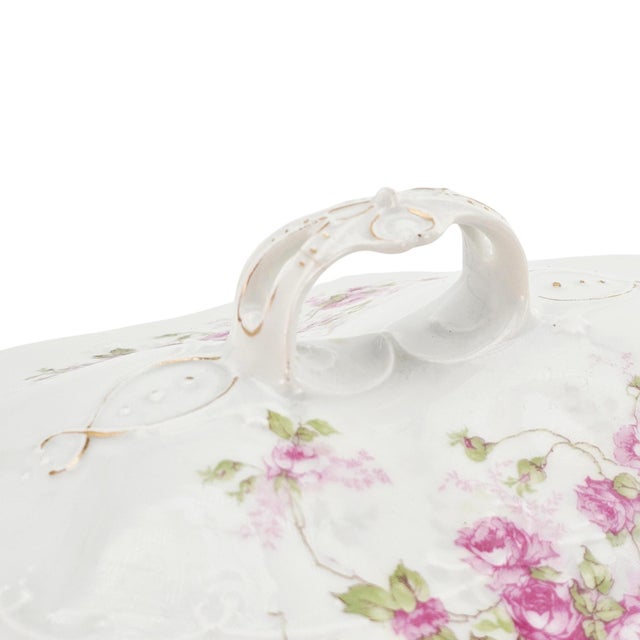 Mz Austria Antique Porcelain Rose Tureen, Covered Footed Serving Dish 14.5" For Sale - Image 9 of 17