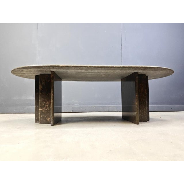 Stone Vintage Italian Grey Marble Coffee Table, 1970s For Sale - Image 7 of 11
