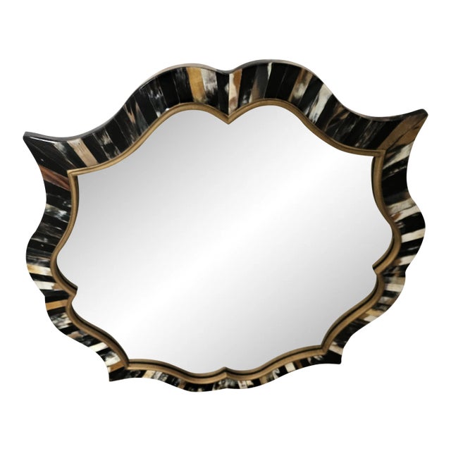 Enrique Garcel Style Tesselated Horn Quatrafoil Mirror For Sale
