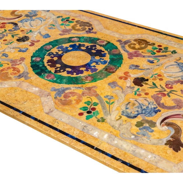 Sienna Italian Baroque Scagliola-Style Painted Marble Top Dining or Refectory Table For Sale - Image 8 of 8