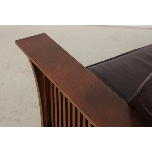 Stickley Mission Oak Burgundy Leather Sofa For Sale - Image 12 of 18