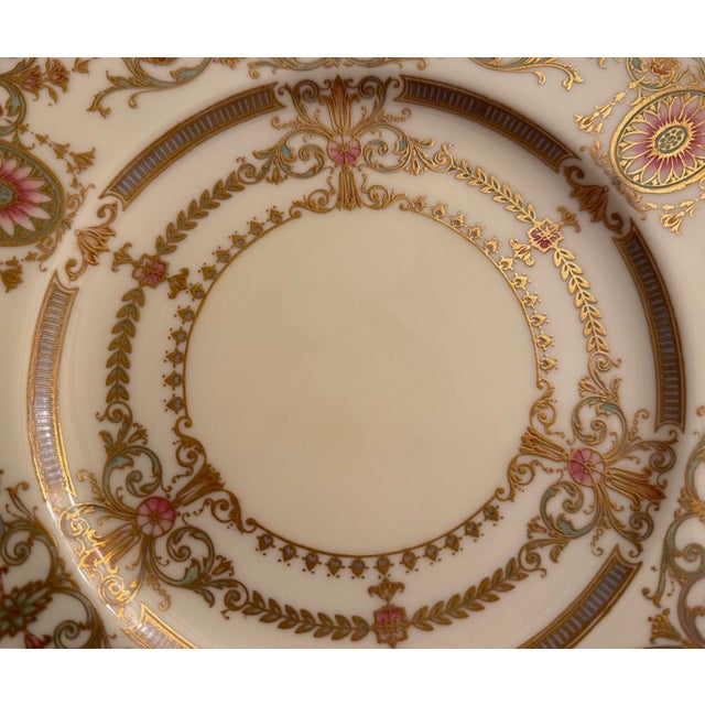 English Early 20th Century Set of Twelve Royal Worcester England Gilt Dinner Plates for r.h. Macy. New York For Sale - Image 3 of 8