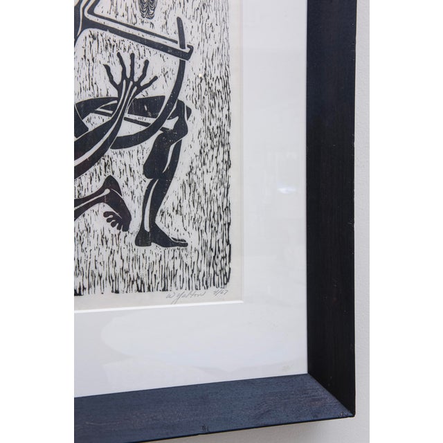 Wood Mid Century Modern Signed Black and White Etching Custom Framed For Sale - Image 7 of 11