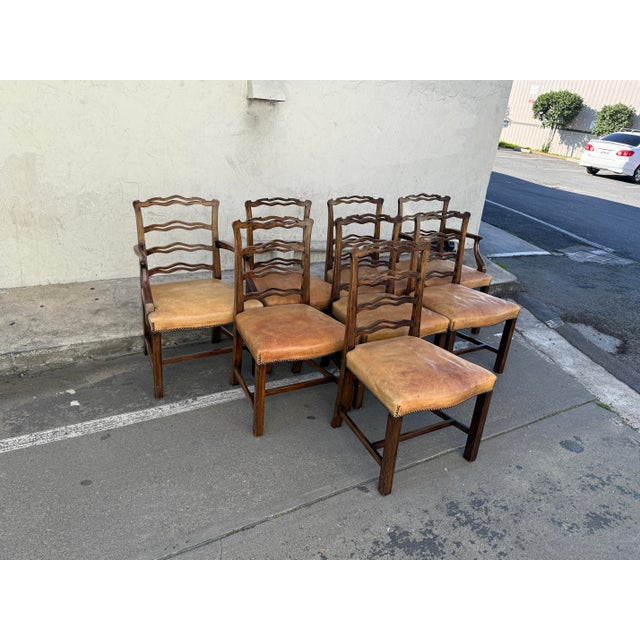 Chippendale Antique Chippendale Ladderback Dining Room Chairs, Set of Eight For Sale - Image 3 of 12
